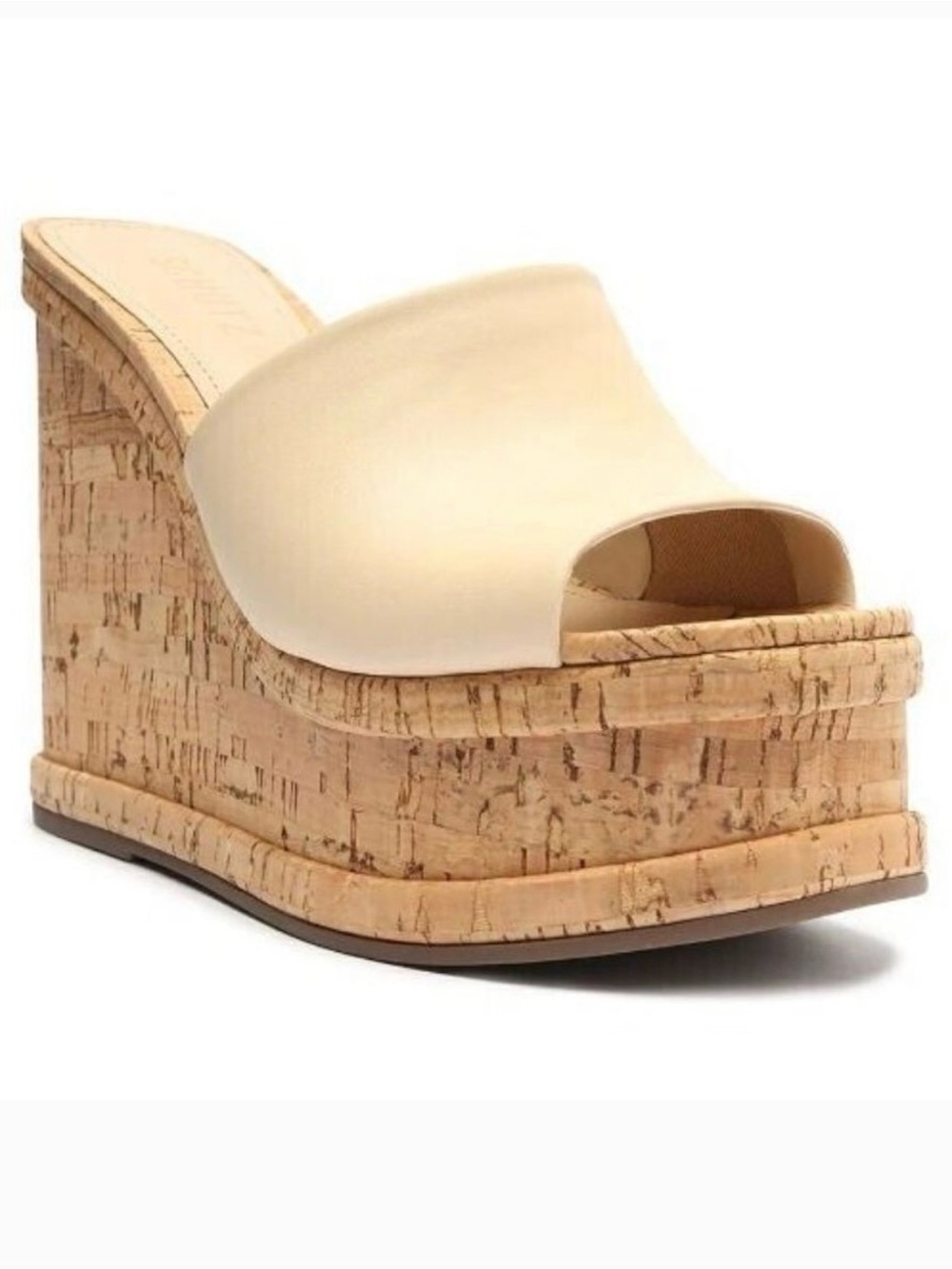 SCHUTZ Cream Cork Platform Wedge Slide